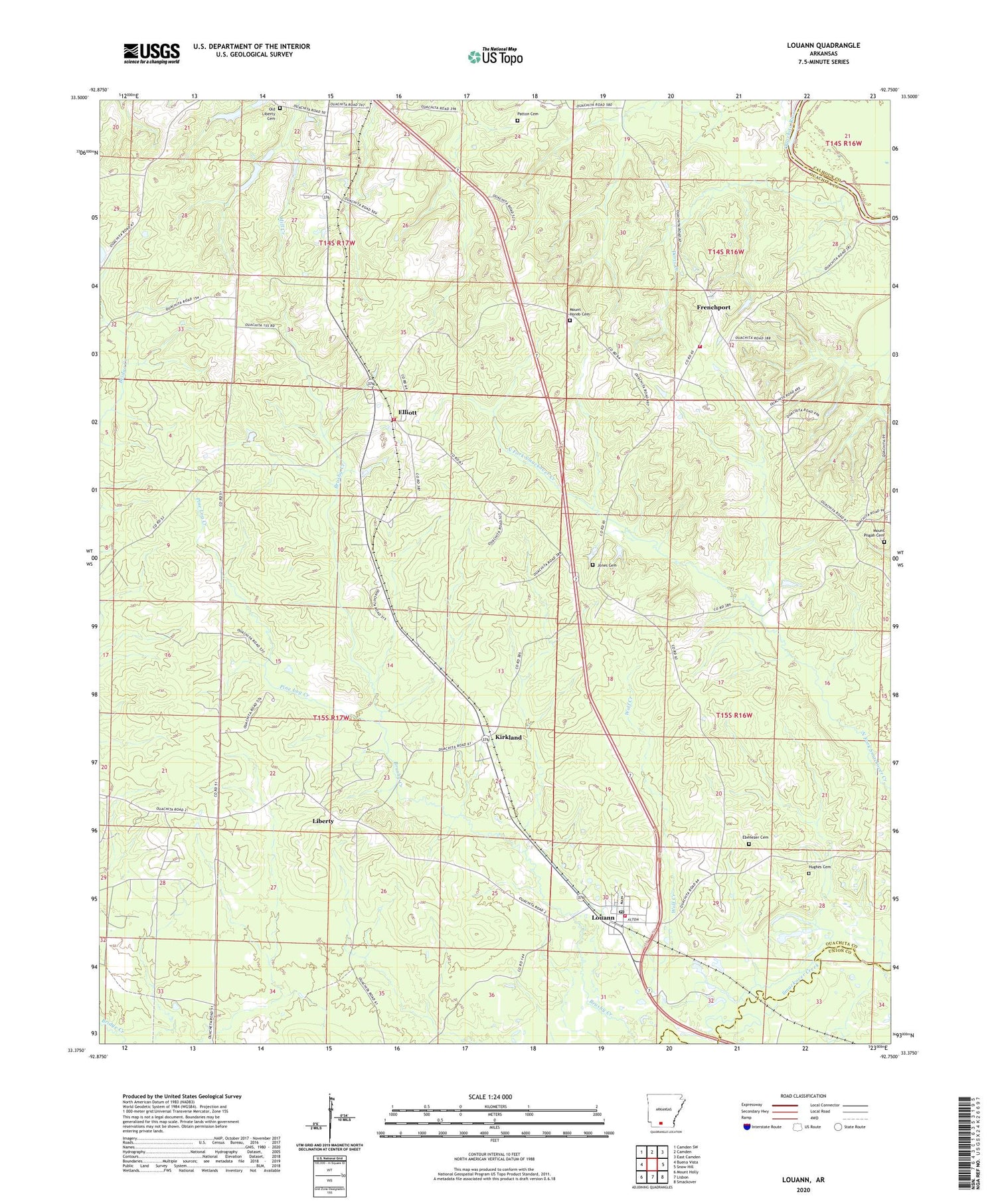 Louann Arkansas US Topo Map Image