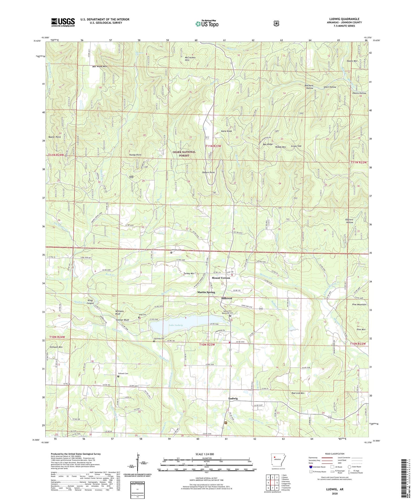 Ludwig Arkansas US Topo Map Image