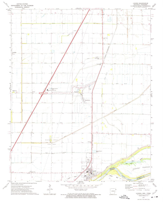 Classic USGS Luxora Arkansas 7.5'x7.5' Topo Map Image