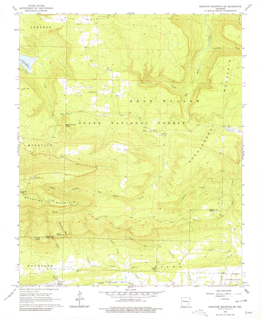 Classic USGS Magazine Mountain NE Arkansas 7.5'x7.5' Topo Map Image