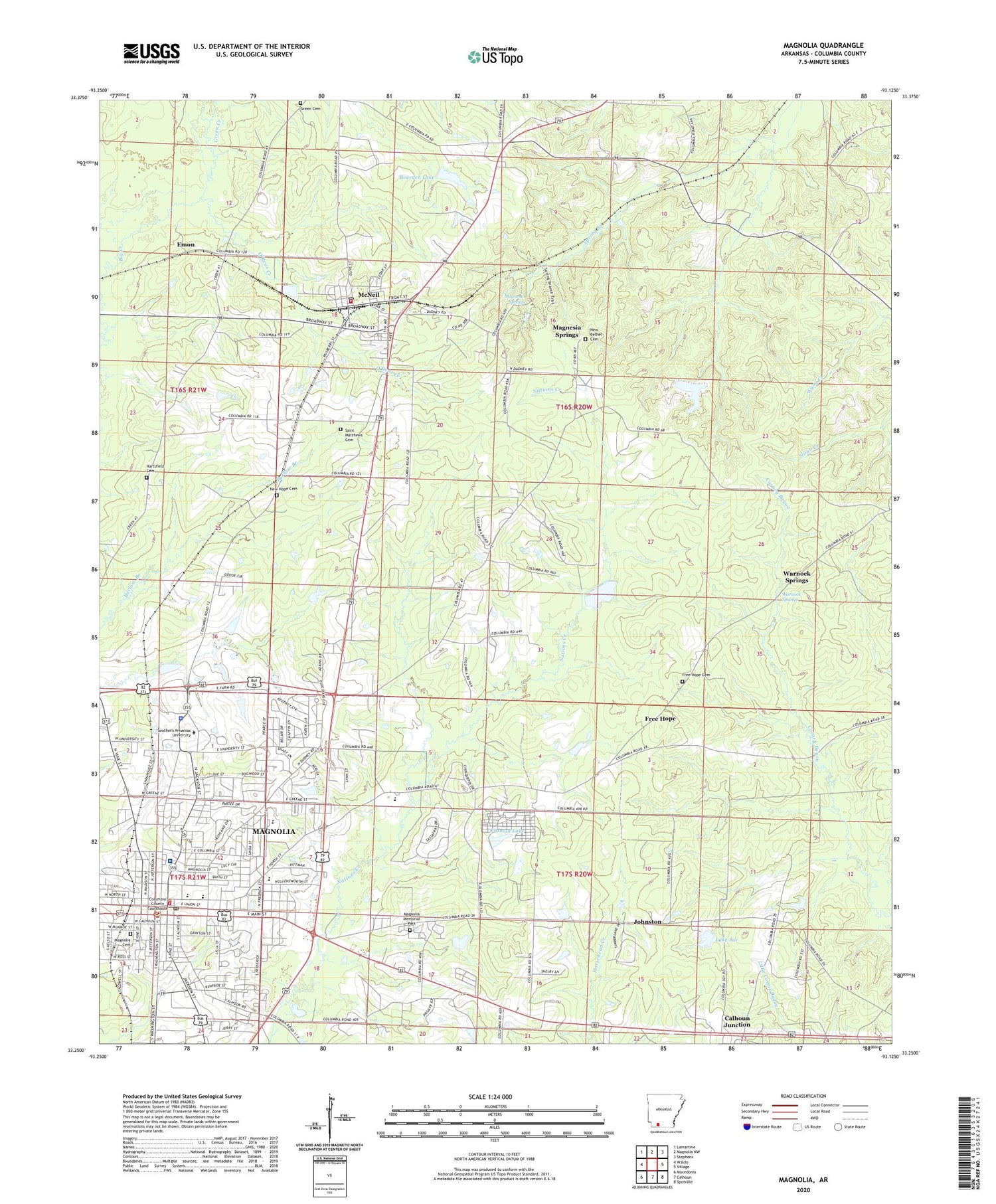 Magnolia Arkansas US Topo Map Image