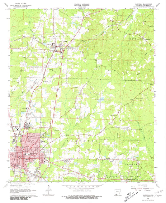 Classic USGS Magnolia Arkansas 7.5'x7.5' Topo Map Image