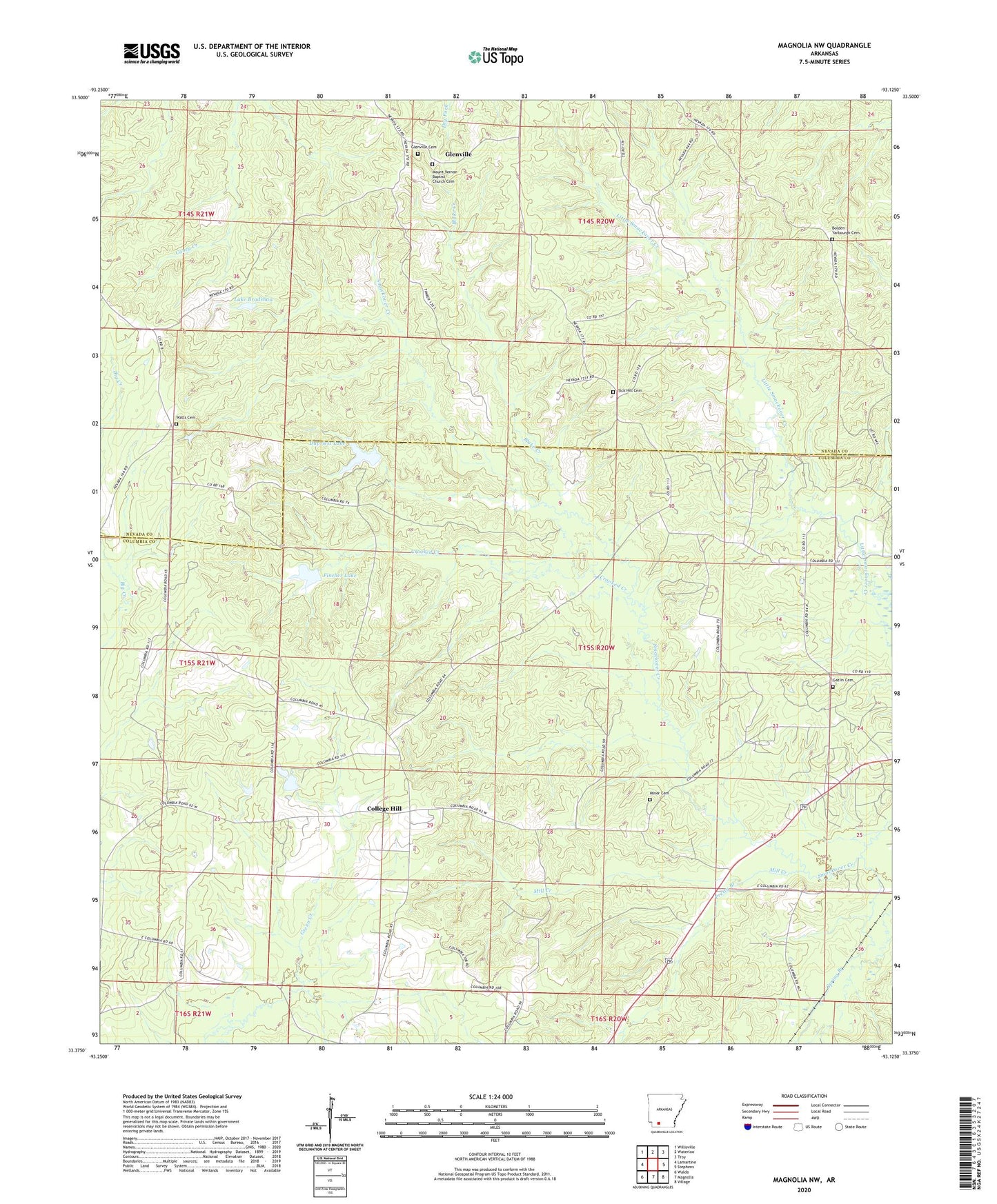 Magnolia NW Arkansas US Topo Map Image