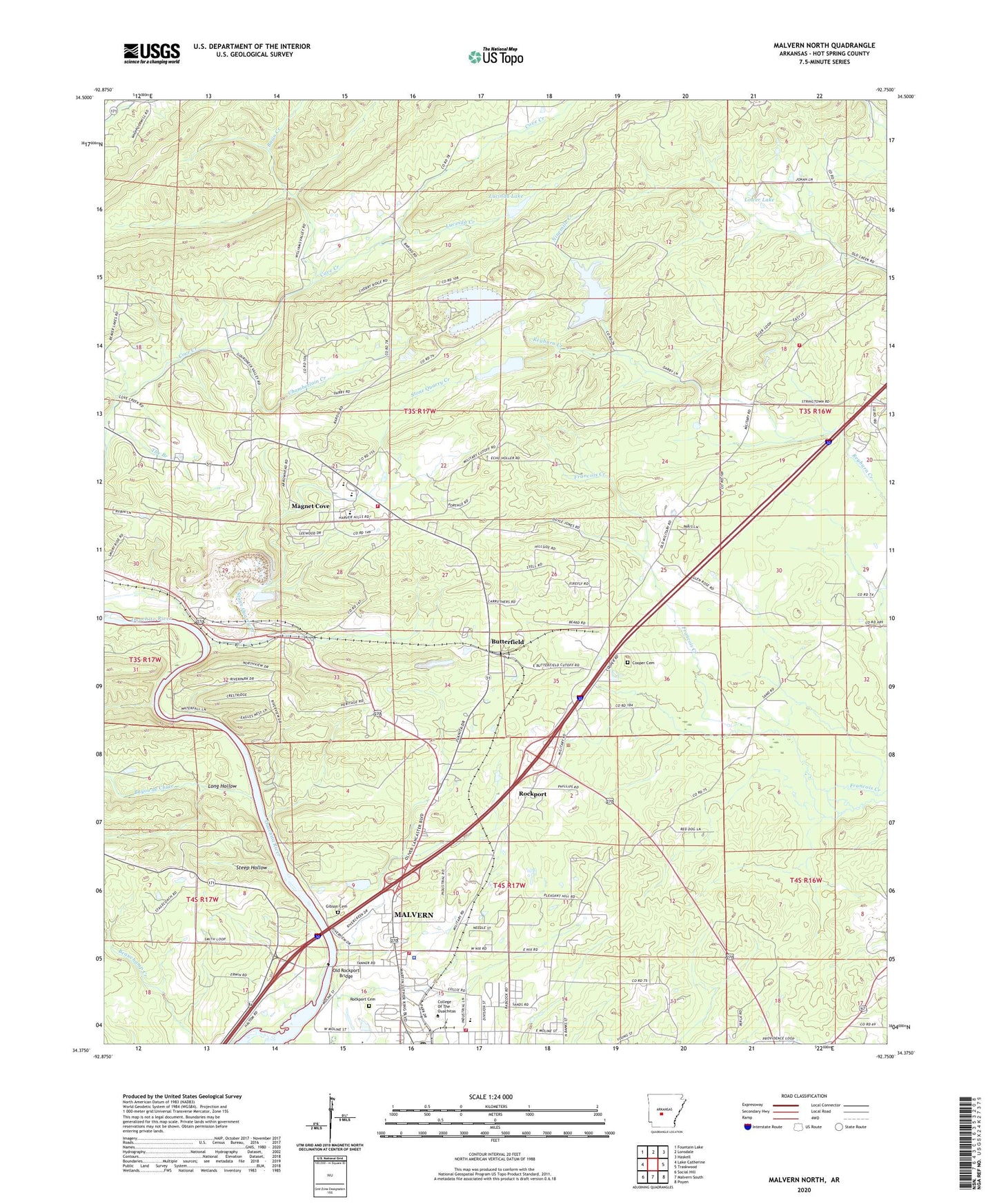 Malvern North Arkansas US Topo Map Image
