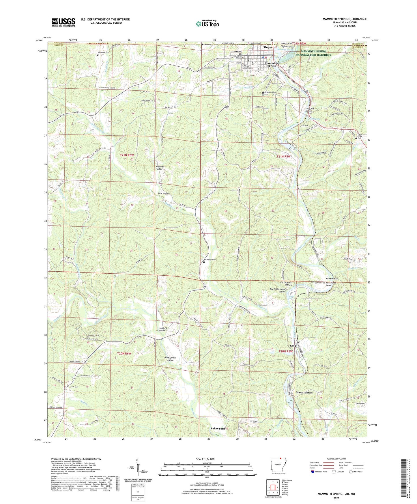 Mammoth Spring Arkansas US Topo Map Image