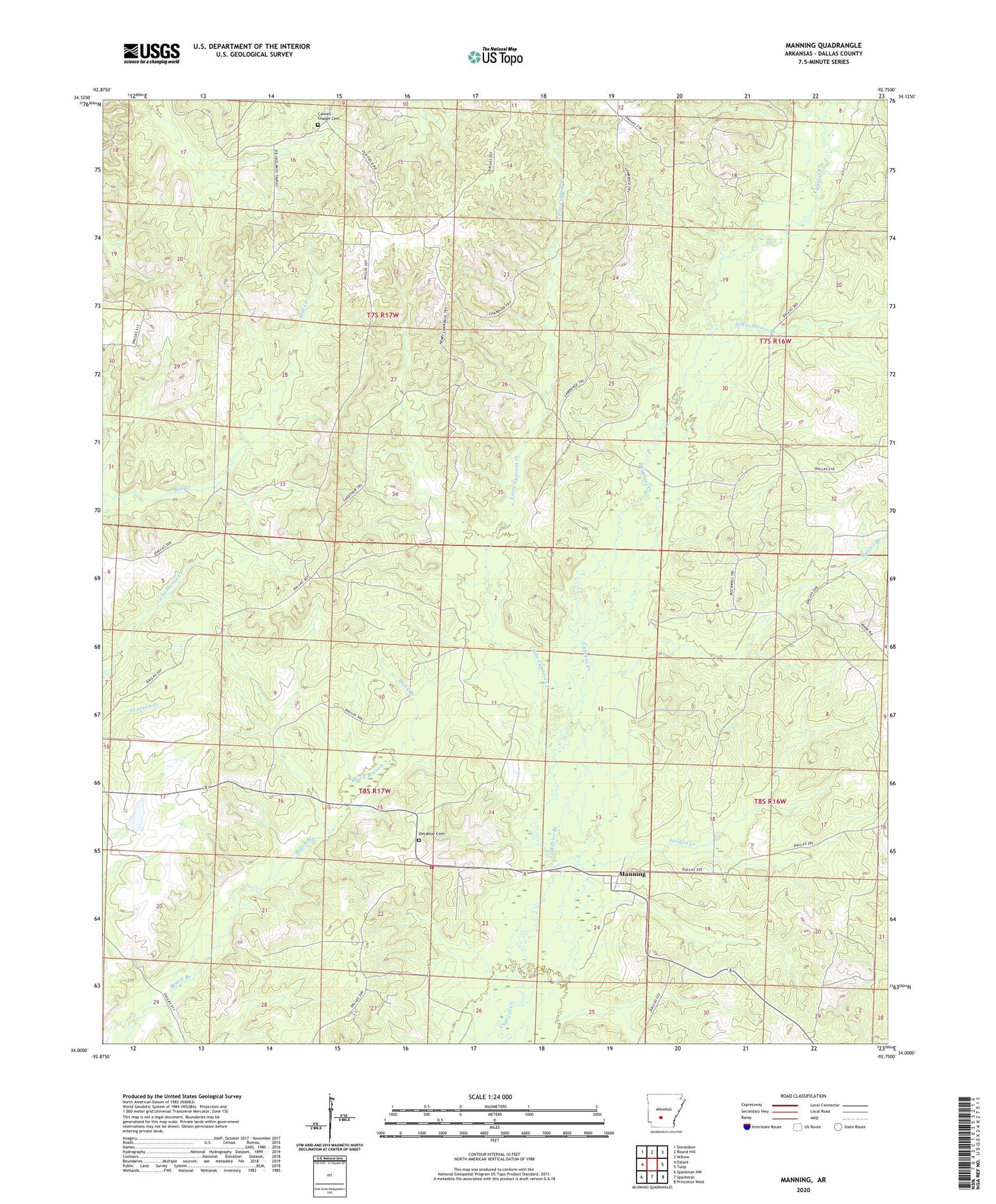 Manning Arkansas US Topo Map Image