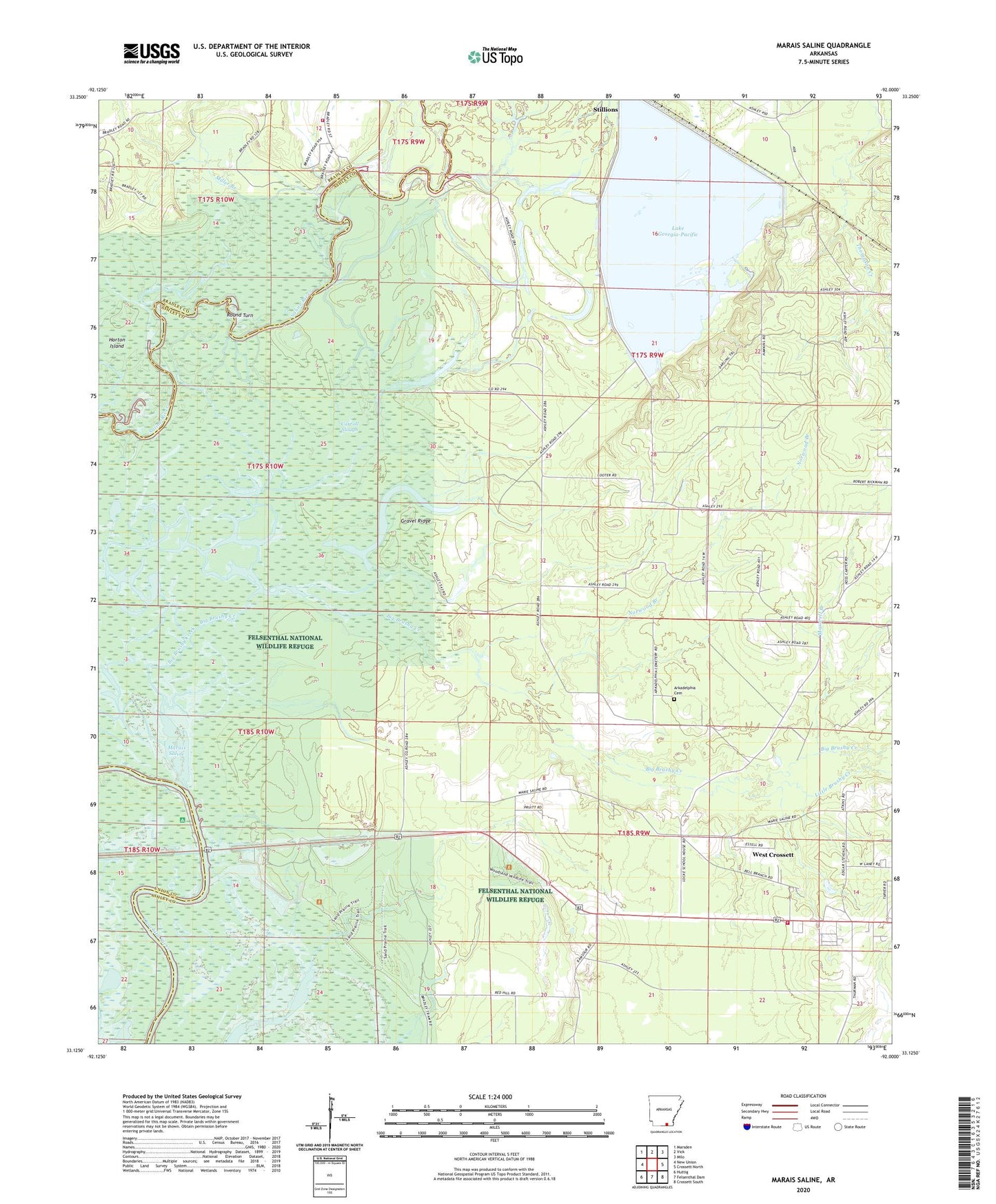 Marais Saline Arkansas US Topo Map Image
