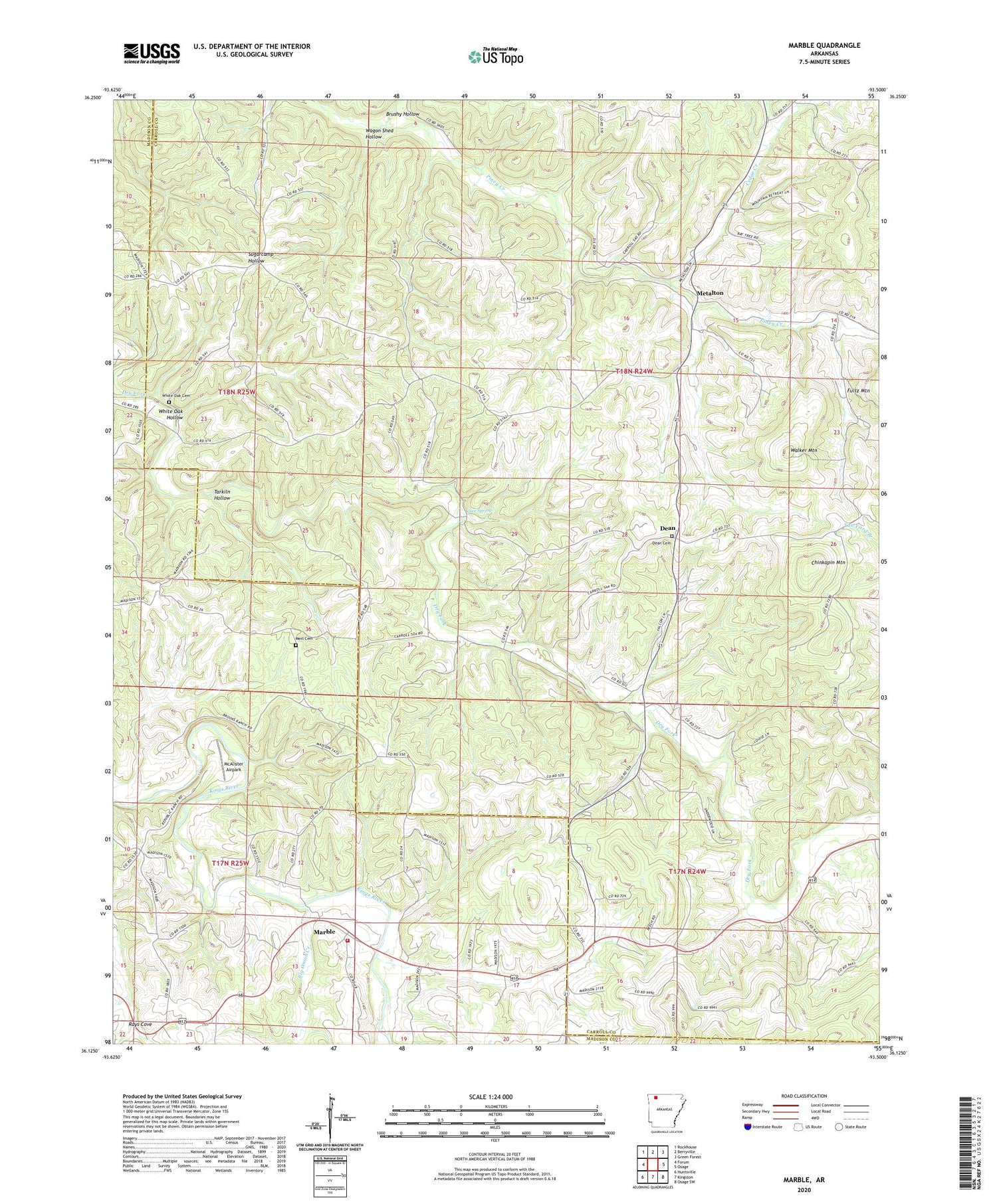 Marble Arkansas US Topo Map Image