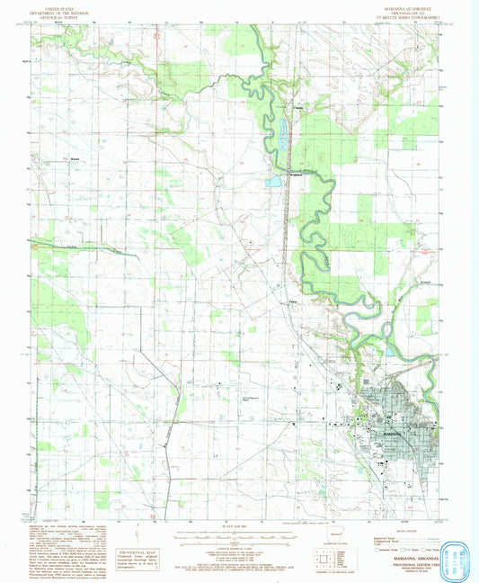 Classic USGS Marianna Arkansas 7.5'x7.5' Topo Map Image