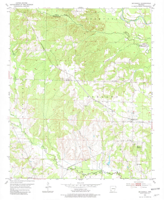 Classic USGS McCaskill Arkansas 7.5'x7.5' Topo Map Image
