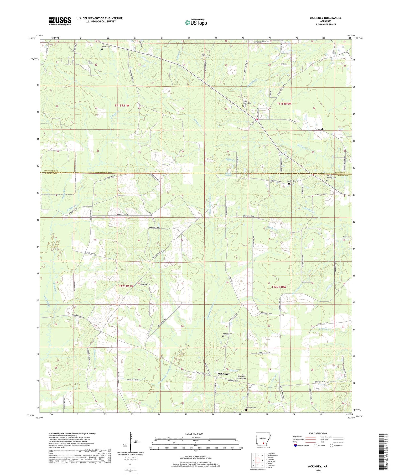 McKinney Arkansas US Topo Map Image