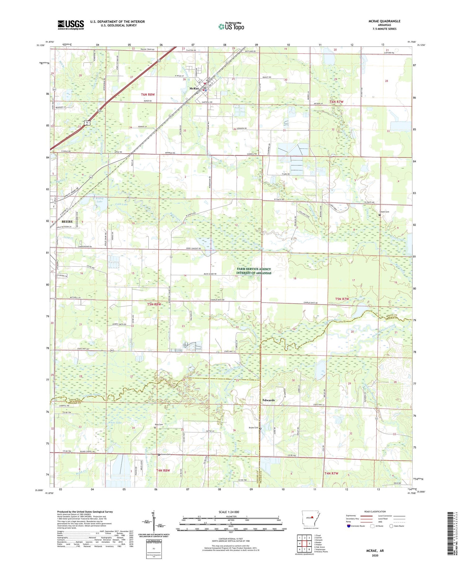 McRae Arkansas US Topo Map Image