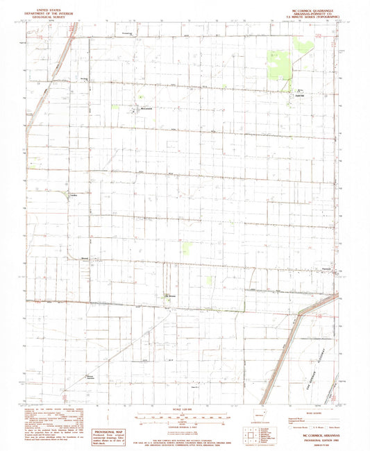 Classic USGS McCormick Arkansas 7.5'x7.5' Topo Map Image