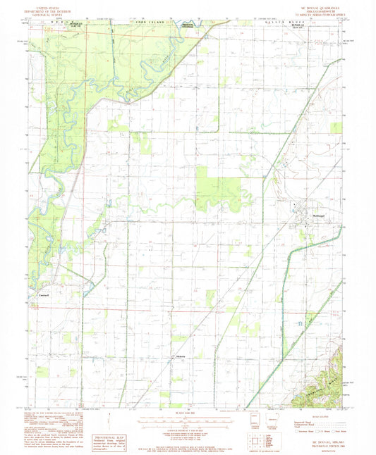 Classic USGS McDougal Arkansas 7.5'x7.5' Topo Map Image