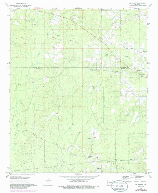 Classic USGS McKinney Arkansas 7.5'x7.5' Topo Map Image
