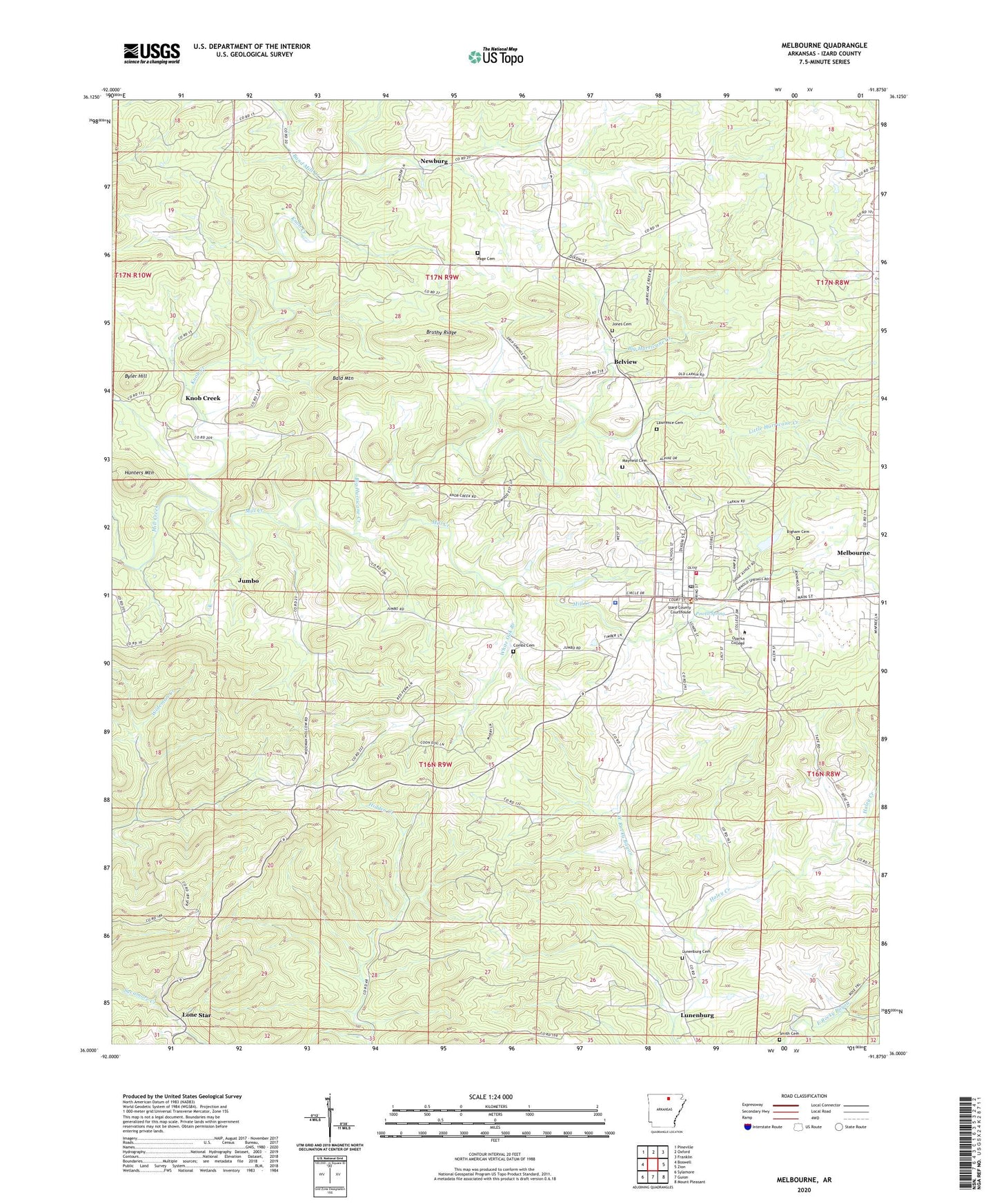 Melbourne Arkansas US Topo Map Image