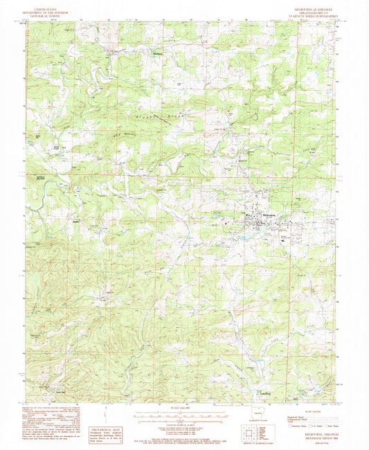 Classic USGS Melbourne Arkansas 7.5'x7.5' Topo Map Image