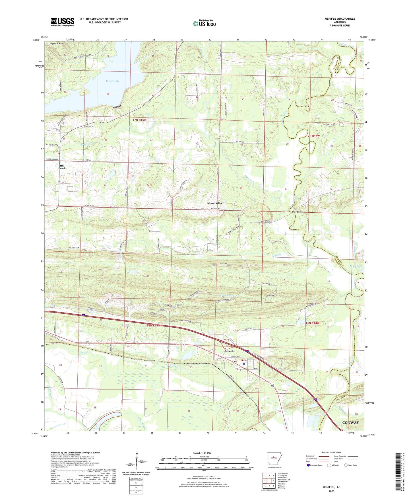 Menifee Arkansas US Topo Map Image