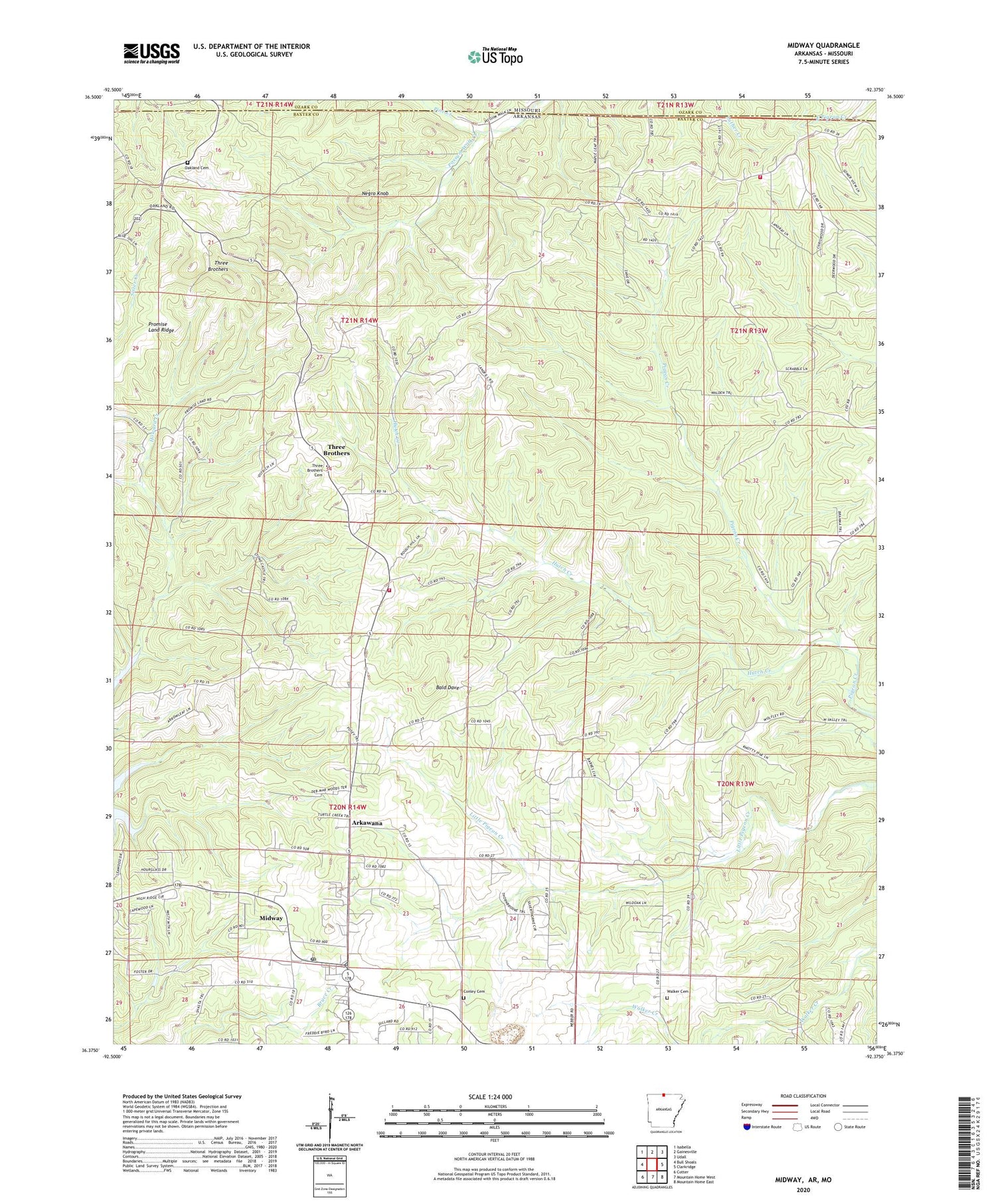 Midway Arkansas US Topo Map Image
