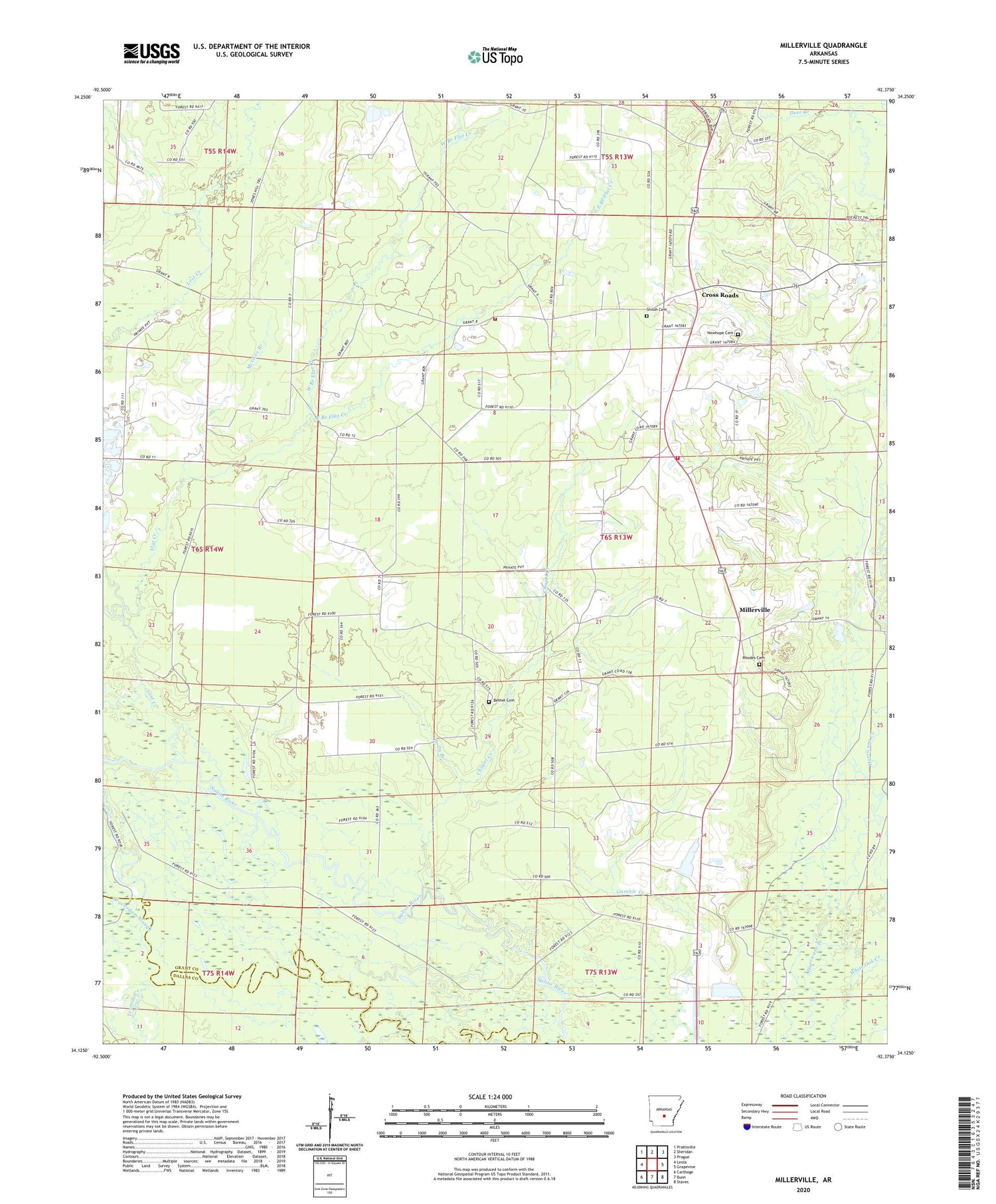 Millerville Arkansas US Topo Map Image