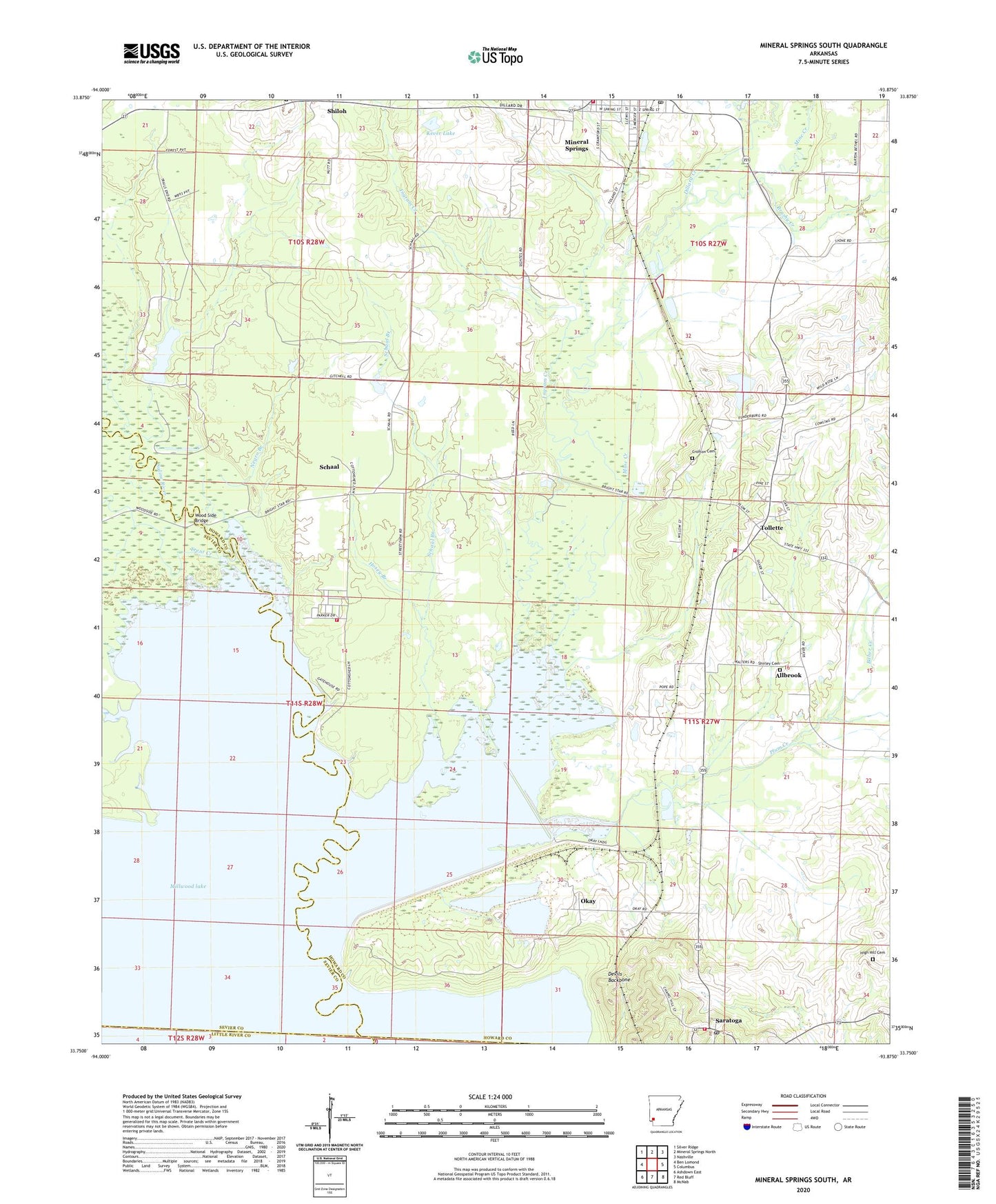 Mineral Springs South Arkansas US Topo Map Image