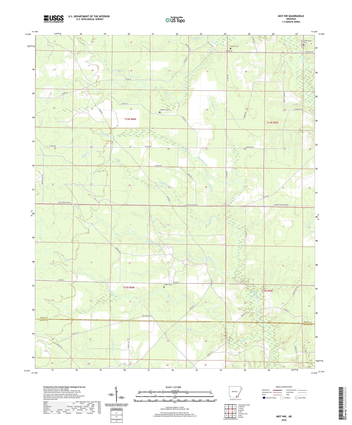 Mist NW Arkansas US Topo Map Image