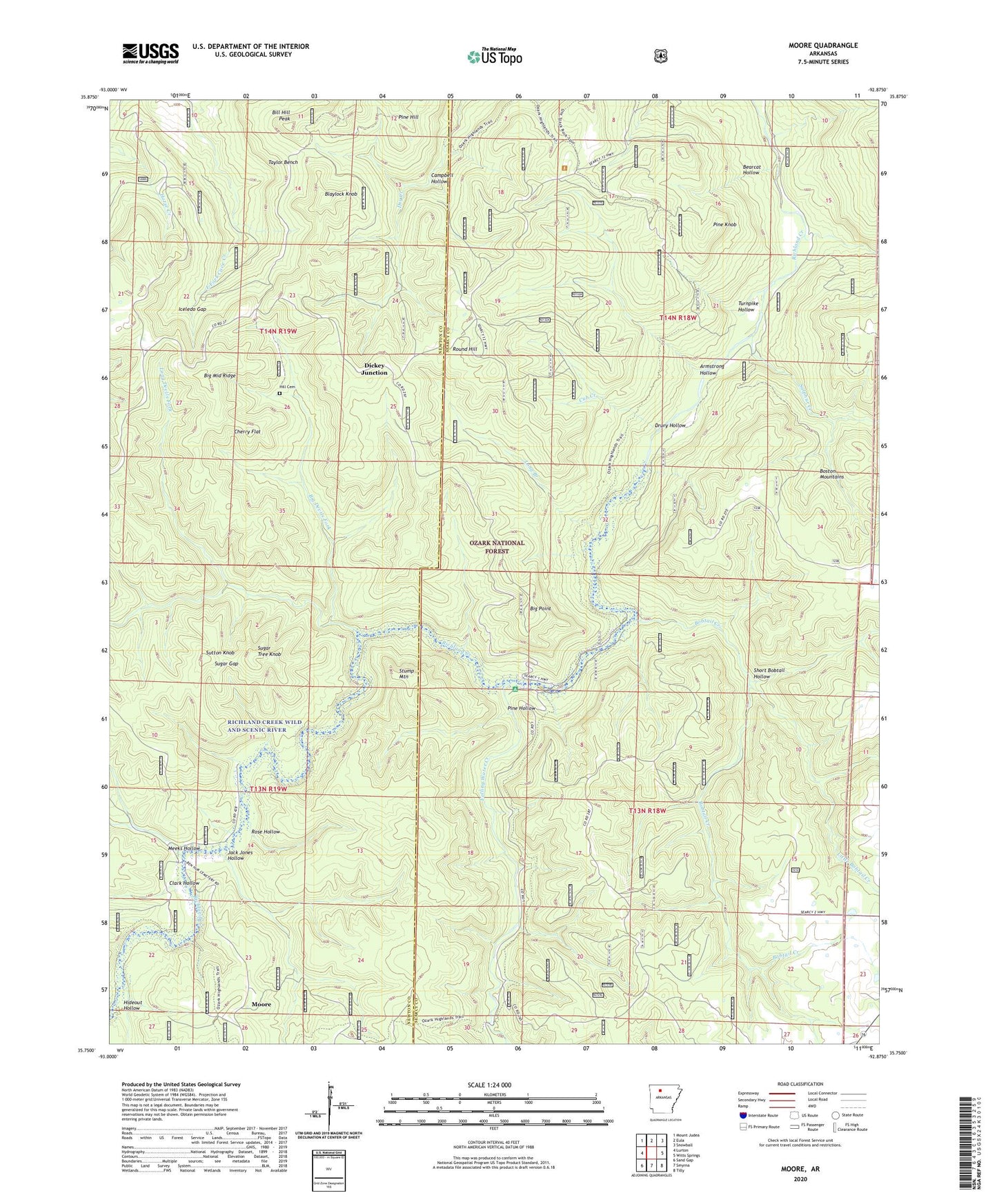 Moore Arkansas US Topo Map Image