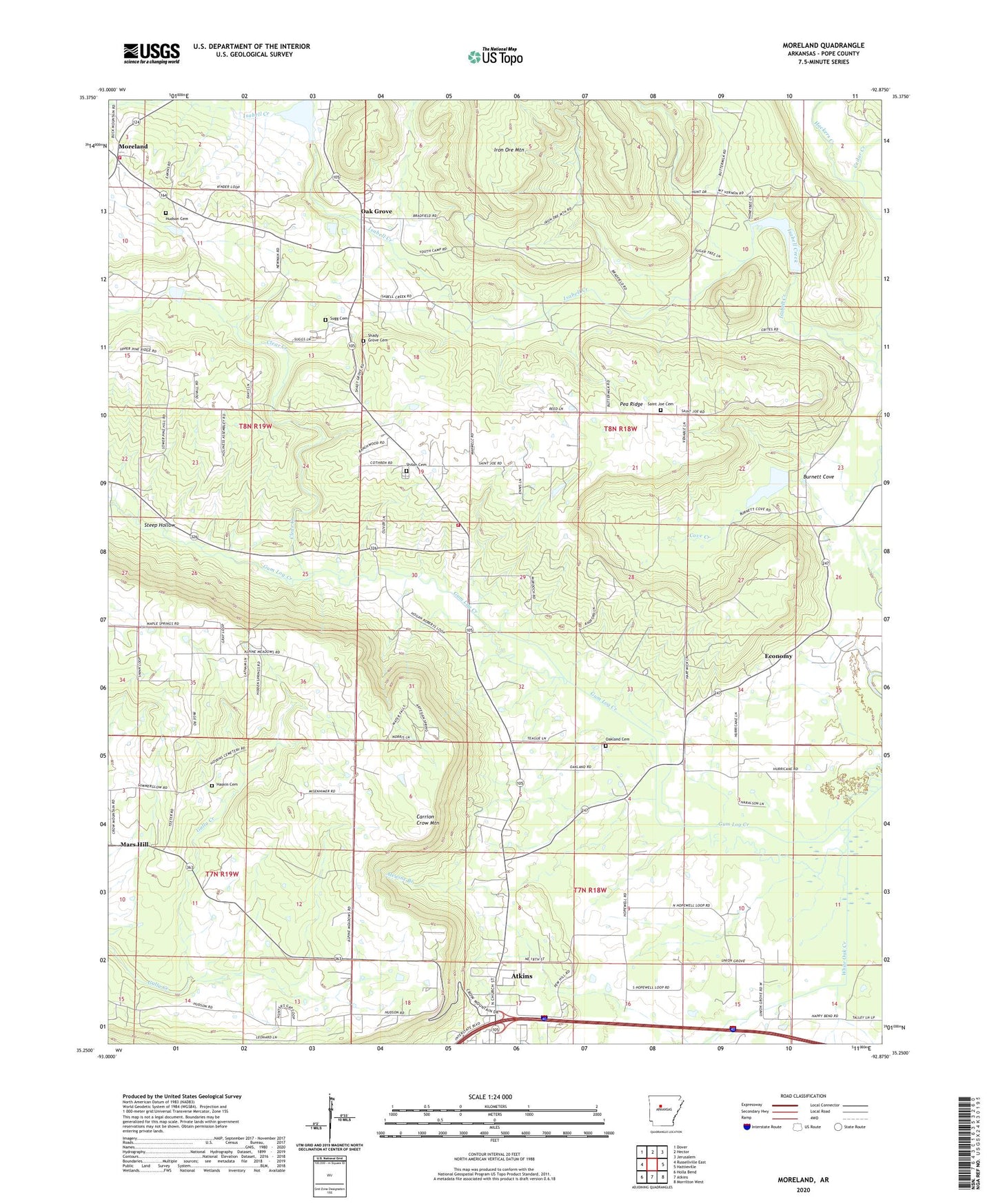 Moreland Arkansas US Topo Map Image