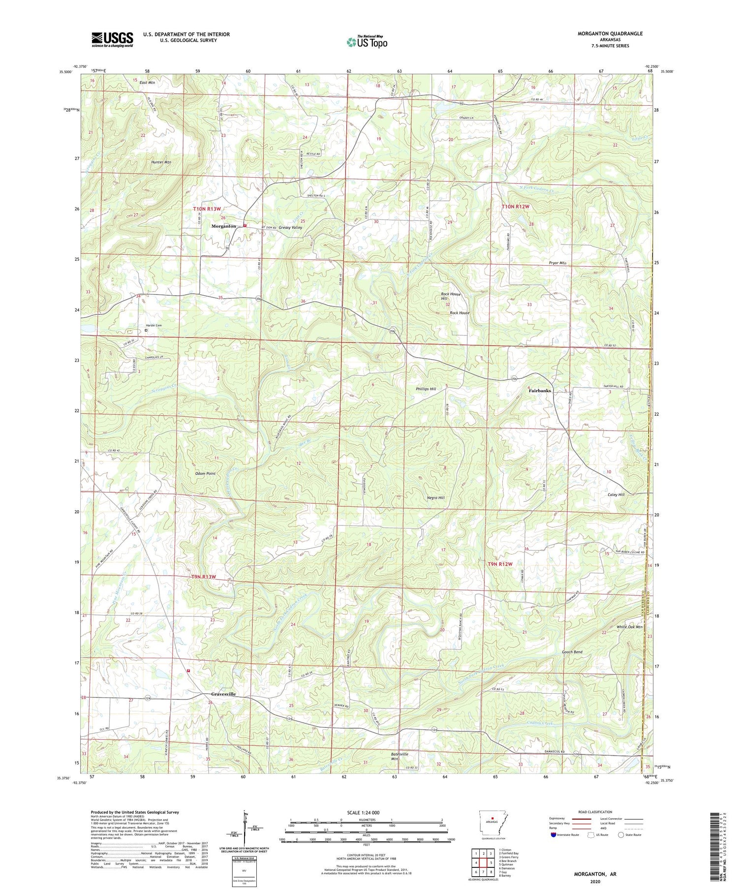 Morganton Arkansas US Topo Map Image