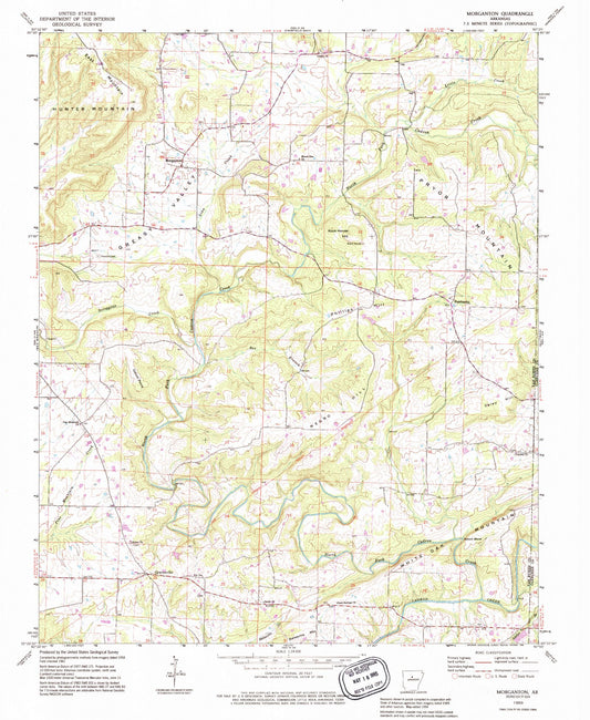 Classic USGS Morganton Arkansas 7.5'x7.5' Topo Map Image