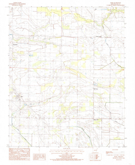 Classic USGS Moro Arkansas 7.5'x7.5' Topo Map Image