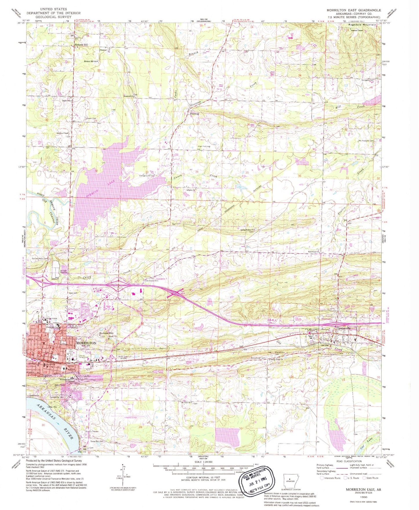 Classic USGS Morrilton East Arkansas 7.5'x7.5' Topo Map Image