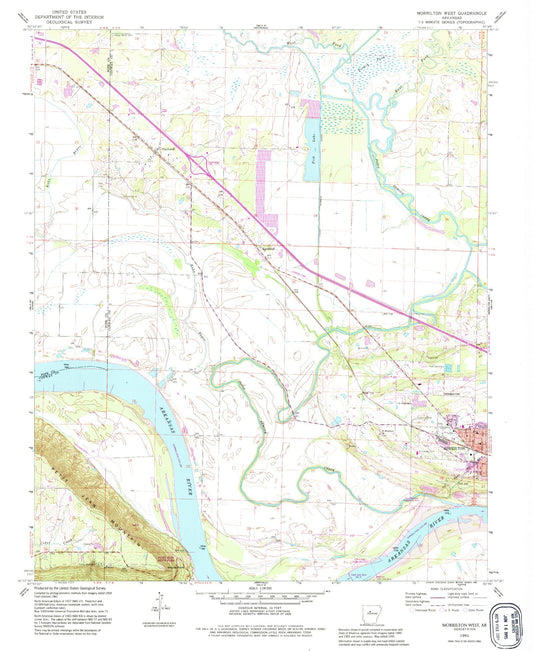 Classic USGS Morrilton West Arkansas 7.5'x7.5' Topo Map Image