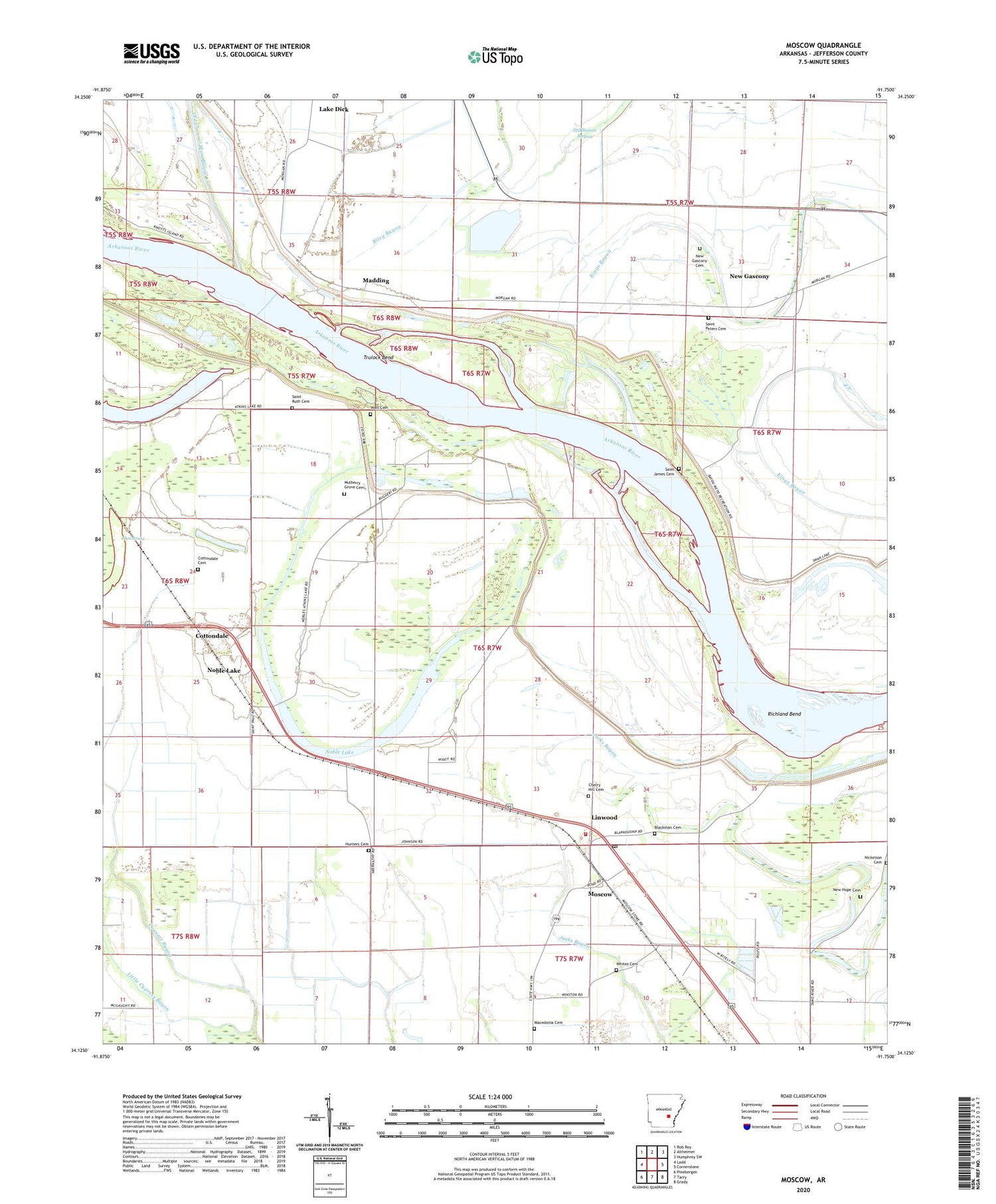 Moscow Arkansas US Topo Map Image