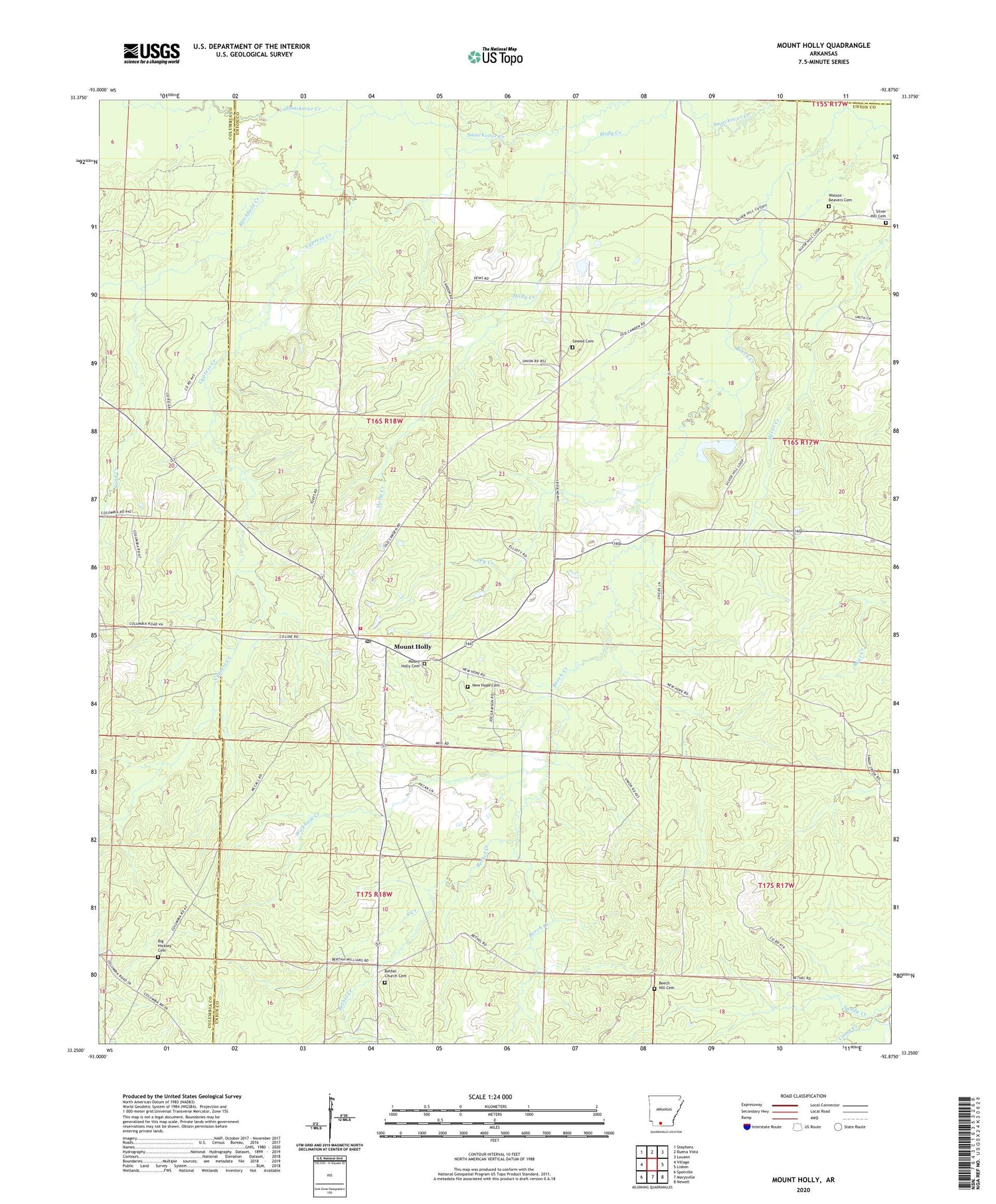 Mount Holly Arkansas US Topo Map Image