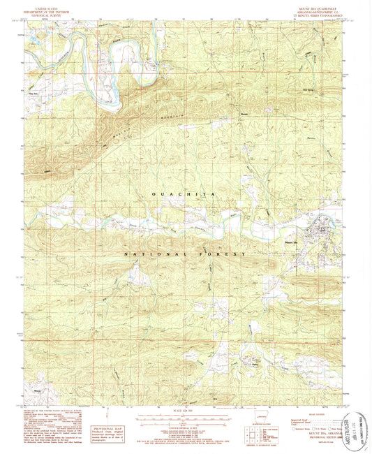 Classic USGS Mount Ida Arkansas 7.5'x7.5' Topo Map Image