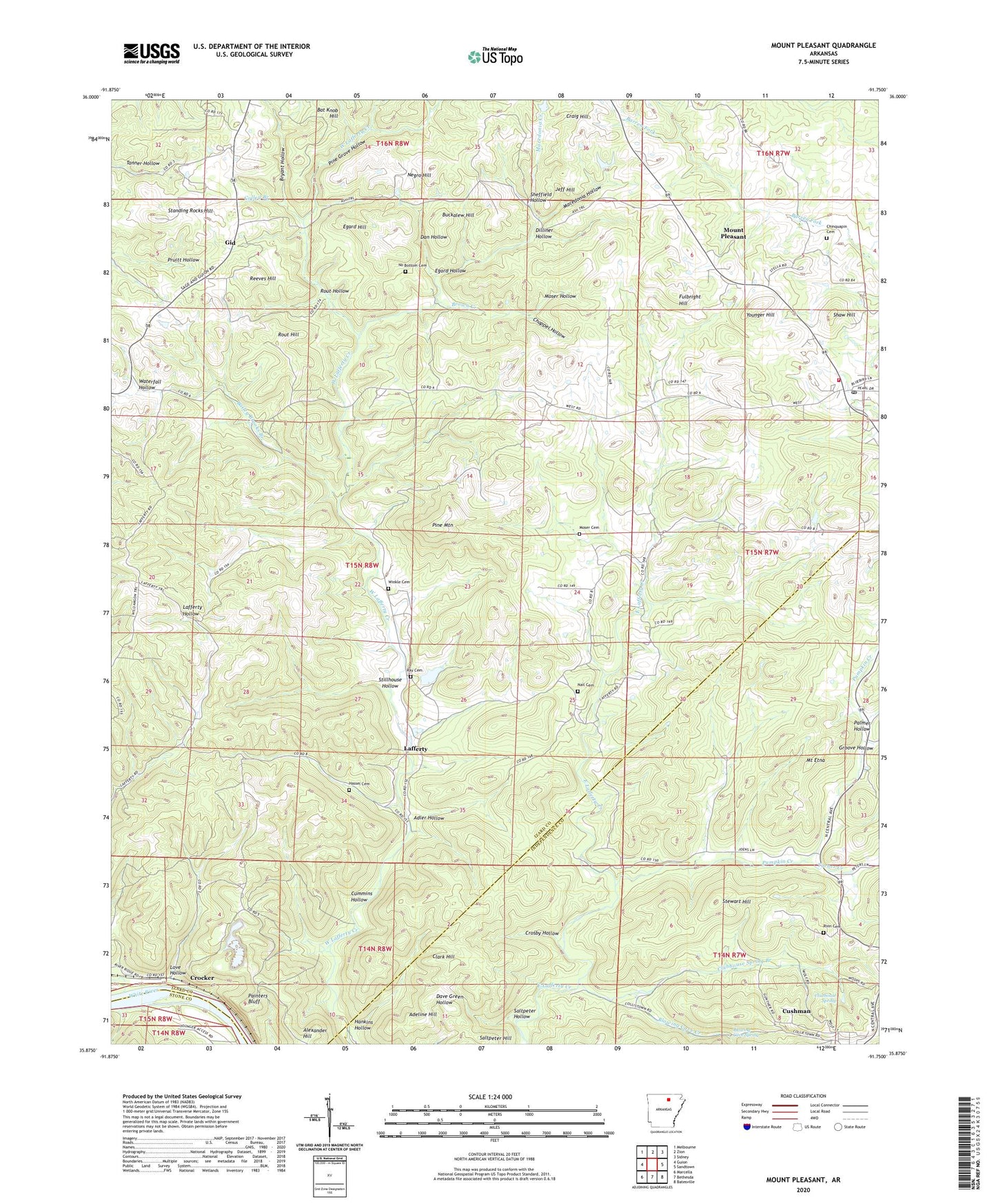 Mount Pleasant Arkansas US Topo Map Image