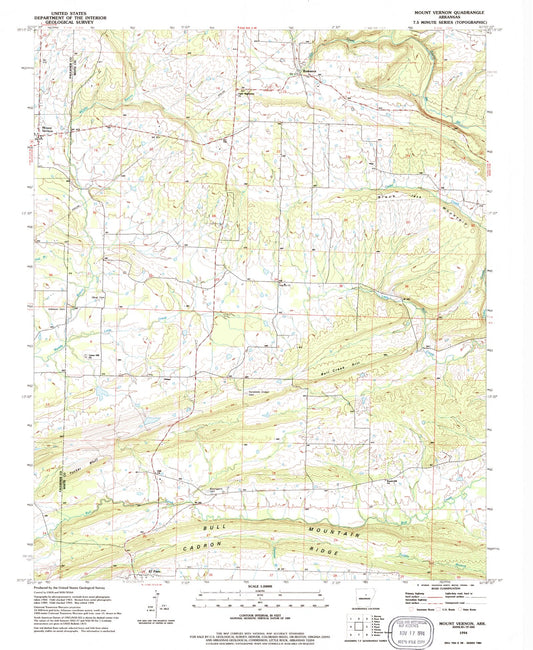 Classic USGS Mount Vernon Arkansas 7.5'x7.5' Topo Map Image