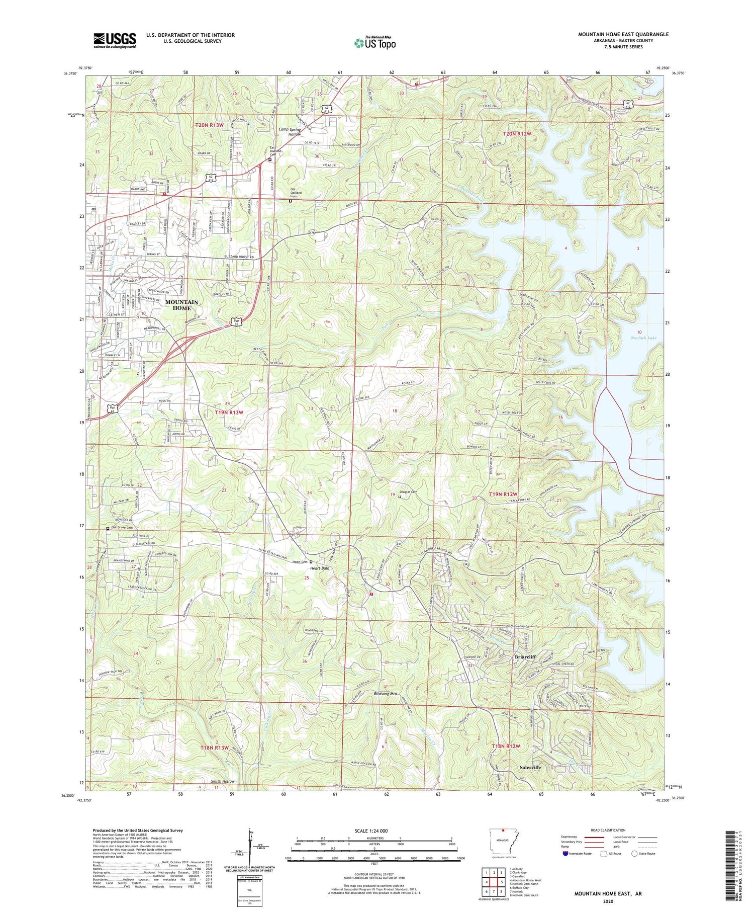 Mountain Home East Arkansas US Topo Map Image