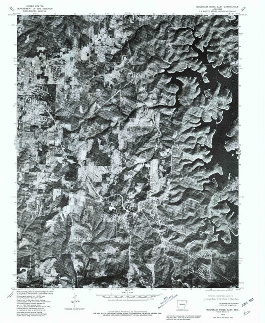 Classic USGS Mountain Home East Arkansas 7.5'x7.5' Topo Map Image