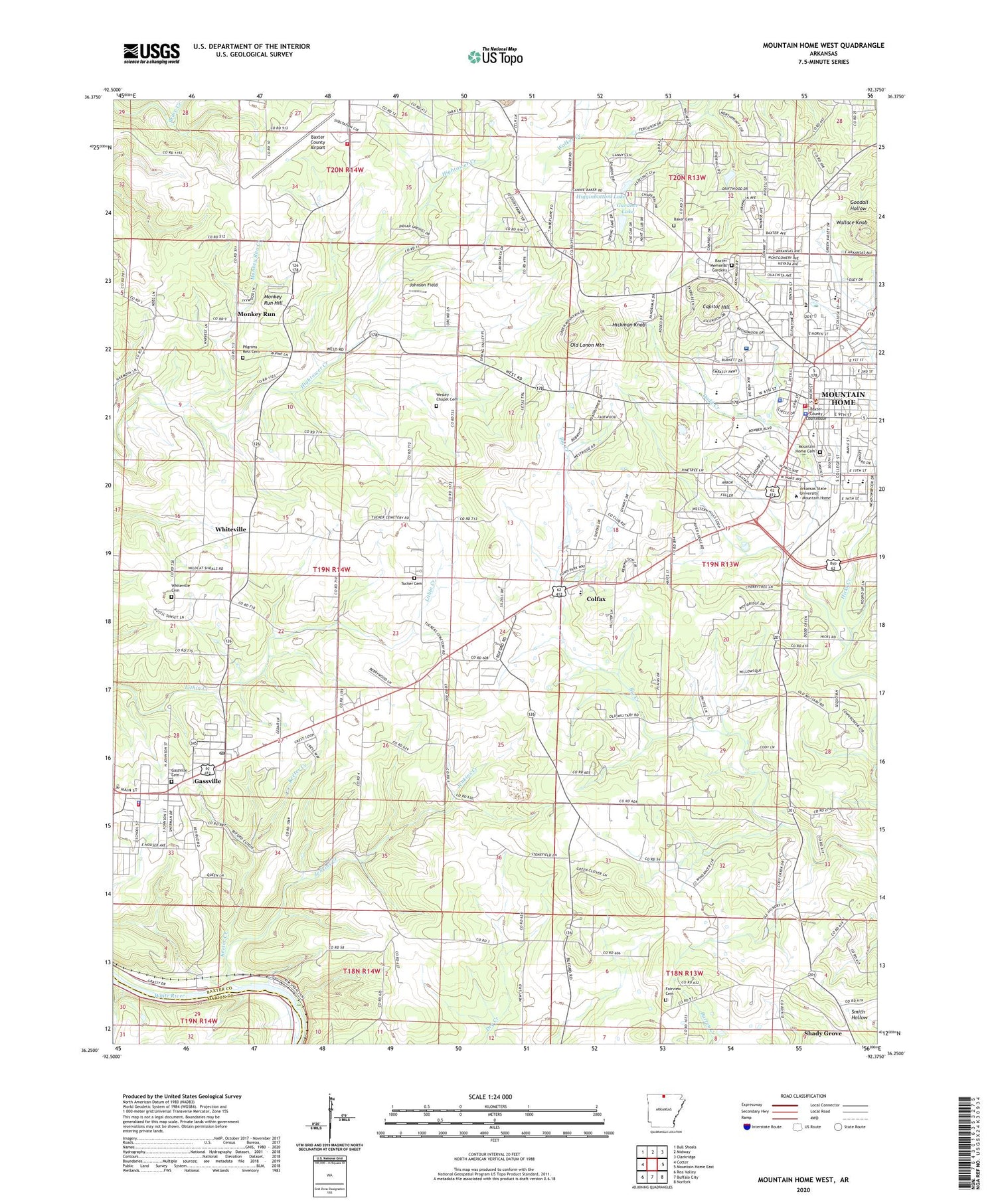 Mountain Home West Arkansas US Topo Map Image