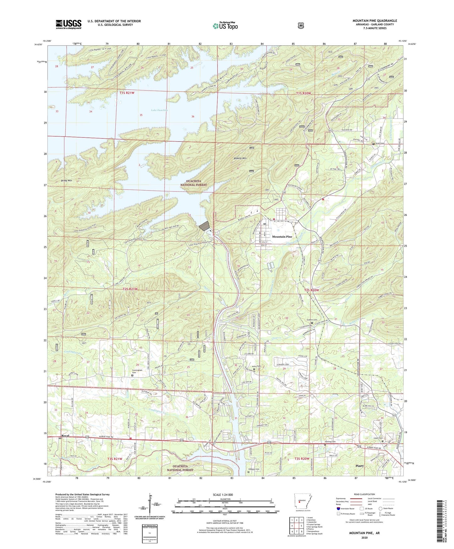 Mountain Pine Arkansas US Topo Map Image