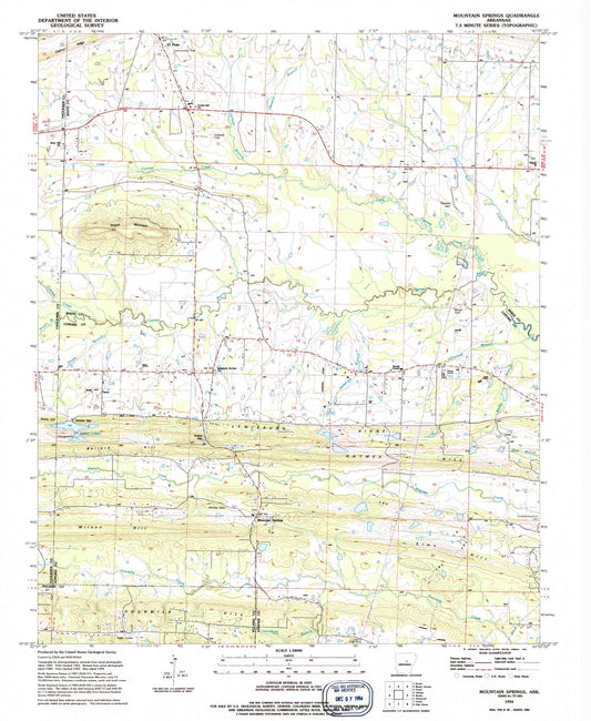 Classic USGS Mountain Springs Arkansas 7.5'x7.5' Topo Map Image