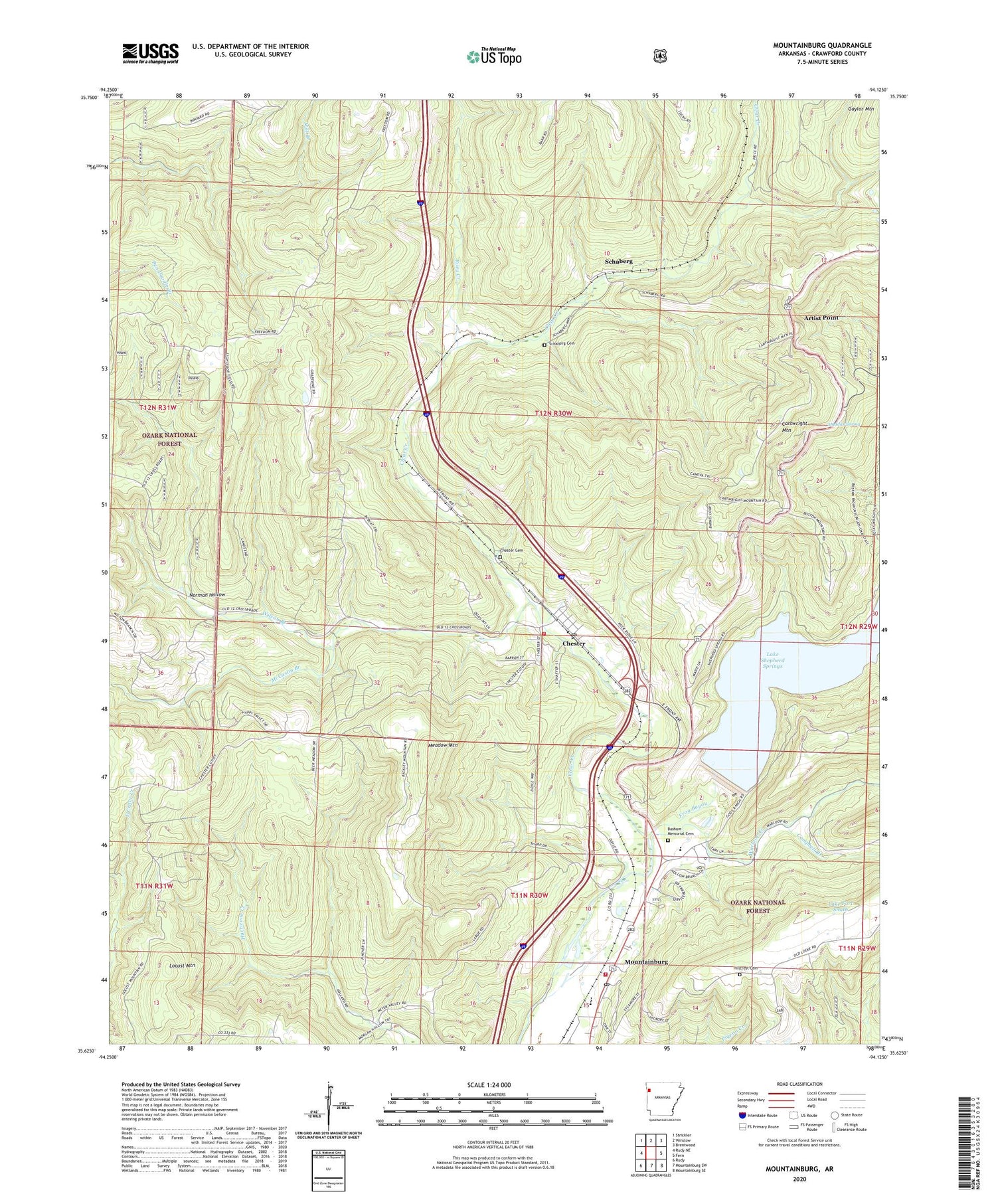 Mountainburg Arkansas US Topo Map Image