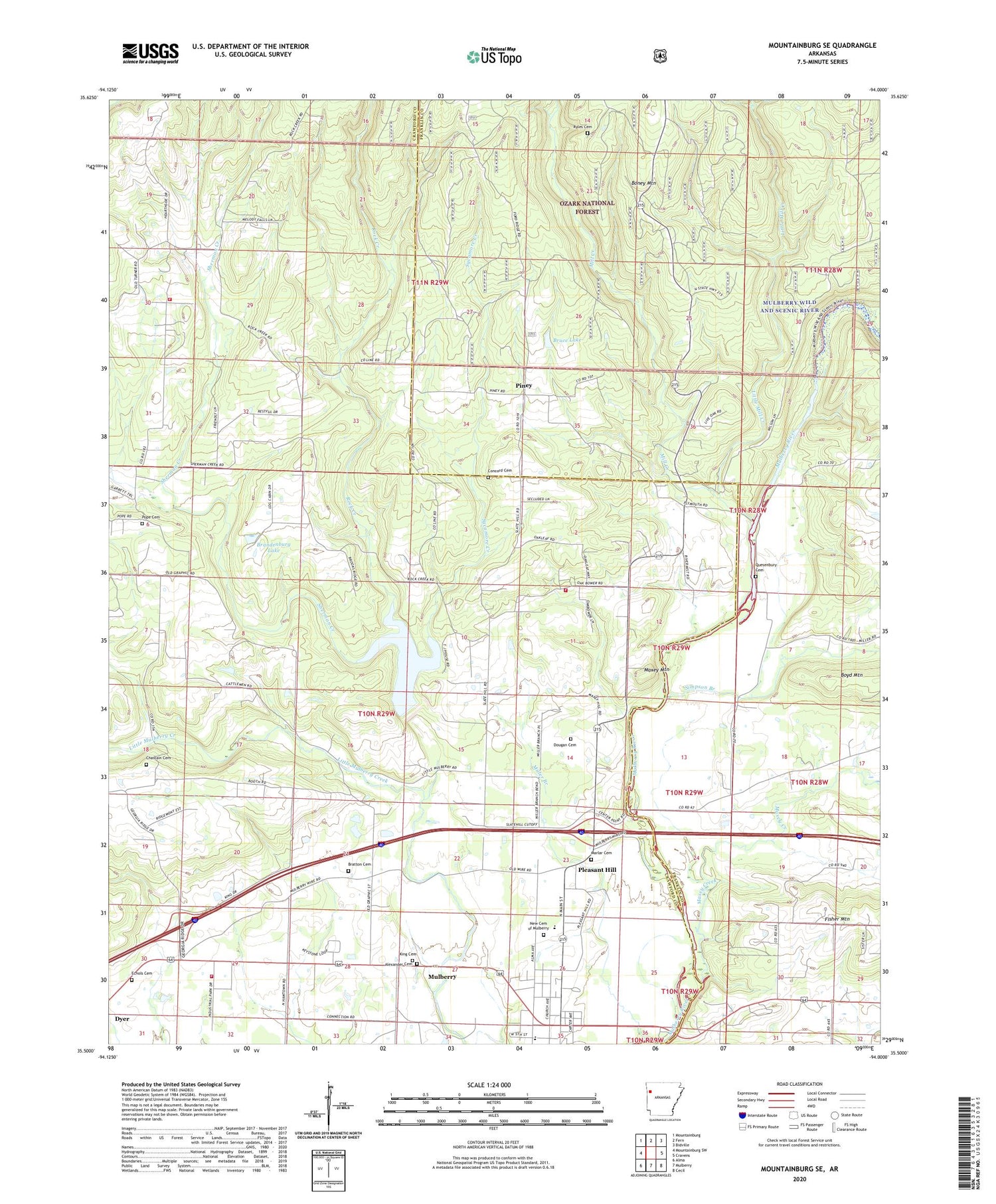 Mountainburg SE Arkansas US Topo Map Image