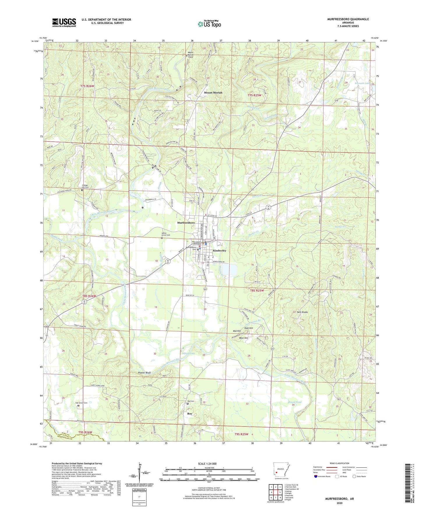 Murfreesboro Arkansas US Topo Map Image