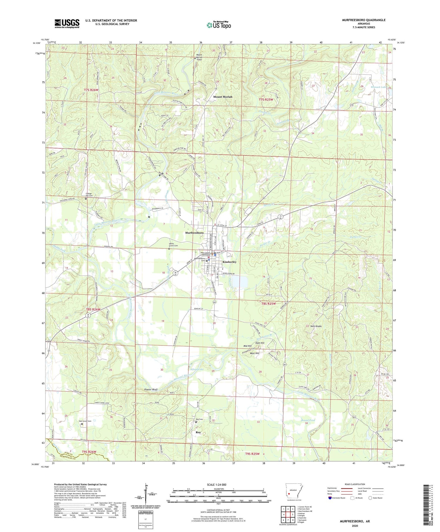 Murfreesboro Arkansas US Topo Map Image