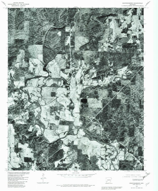 Classic USGS Murfreesboro Arkansas 7.5'x7.5' Topo Map Image