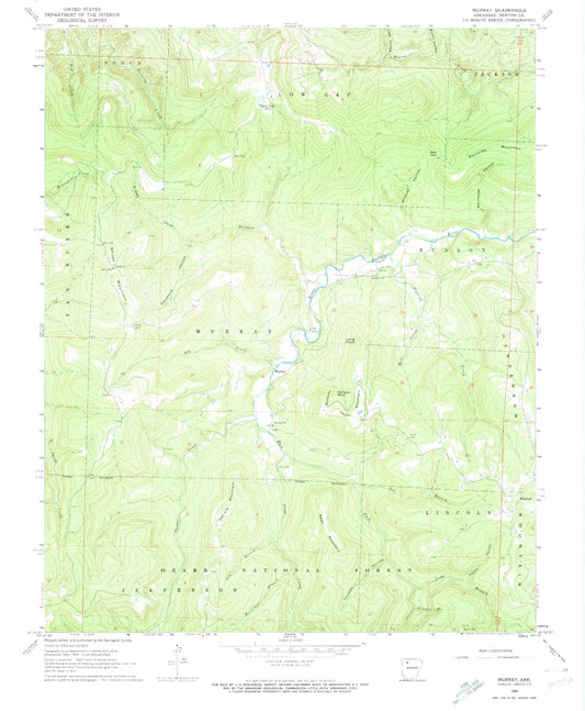 Classic USGS Murray Arkansas 7.5'x7.5' Topo Map Image