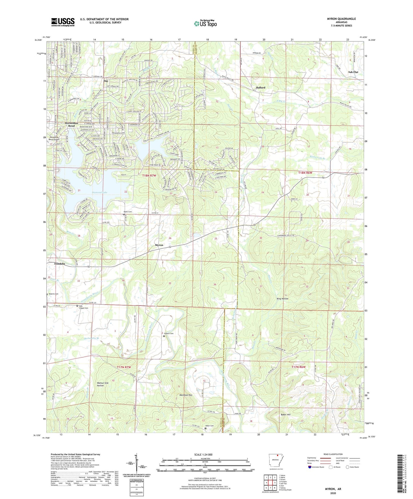 Myron Arkansas US Topo Map Image